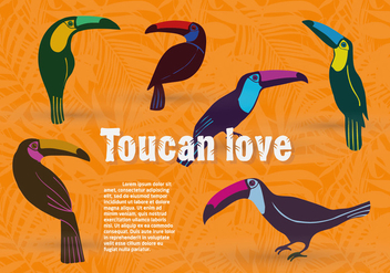 Free Set of Toucan Birds Vector Background - бесплатный vector #345247